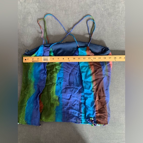 Womens Zara Multicolored Matching Beaded Trim Strap Camisole and Skirt Set S - Picture 15 of 16